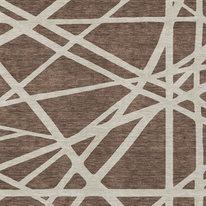 Homeroots 3' Stylish Beige And Ivory Geometric Washable Area Rug For Indoor And Outdoor Spaces - Durable Design 9' X 12' Polyester 600430