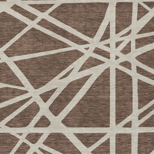 Homeroots 3' Stylish Beige And Ivory Geometric Washable Area Rug For Indoor And Outdoor Spaces - Durable Design 10' X 14' Polyester 600431