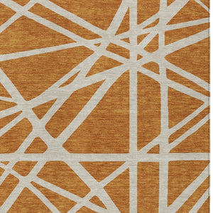 Homeroots 3' Stylish Beige And Ivory Geometric Washable Area Rug For Indoor And Outdoor Spaces - Durable Design 3' X 5' Polyester 600432