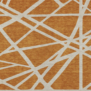 Homeroots 3' Stylish Beige And Ivory Geometric Washable Area Rug For Indoor And Outdoor Spaces - Durable Design 5' X 8' Polyester 600433