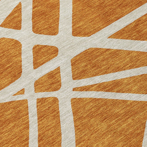 Homeroots 3' Stylish Beige And Ivory Geometric Washable Area Rug For Indoor And Outdoor Spaces - Durable Design 8' Round Polyester 600434