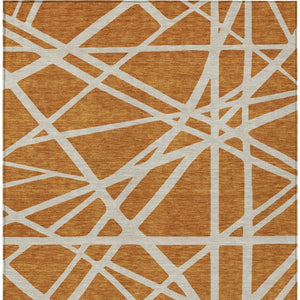 Homeroots 3' Stylish Beige And Ivory Geometric Washable Area Rug For Indoor And Outdoor Spaces - Durable Design 8' X 10' Polyester 600435