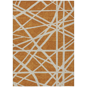 HomeRoots 5' Copper and Beige Geometric Area Rug - Stylish, Washable Indoor-Outdoor Décor for Modern Spaces 8' X 10' 600435