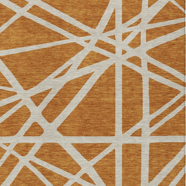 Homeroots 3' Stylish Beige And Ivory Geometric Washable Area Rug For Indoor And Outdoor Spaces - Durable Design 10' X 14' Polyester 600437