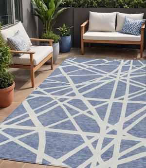 Homeroots 3' Stylish Beige And Ivory Geometric Washable Area Rug For Indoor And Outdoor Spaces - Durable Design 5' X 8' Polyester 600439