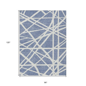 Homeroots 3' Stylish Beige And Ivory Geometric Washable Area Rug For Indoor And Outdoor Spaces - Durable Design 8' X 10' Polyester 600441