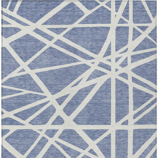 HomeRoots 5' Denim Blue and Ivory Geometric Indoor Outdoor Area Rug - Durable, Washable, Stylish Accent for Any Space 10' X 14' 600443