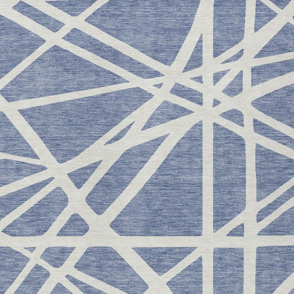 HomeRoots 5' Denim Blue and Ivory Geometric Indoor Outdoor Area Rug - Durable, Washable, Stylish Accent for Any Space 10' X 14' 600443