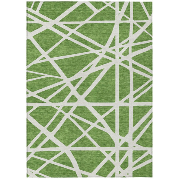 HomeRoots 5' Geometric Green and Ivory Washable Area Rug for Indoor Outdoor Use, Stylish and Durable Design 5' X 8' 600445