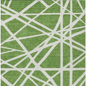 HomeRoots 5' Geometric Green and Ivory Washable Area Rug for Indoor Outdoor Use, Stylish and Durable Design 8' X 10' 600447