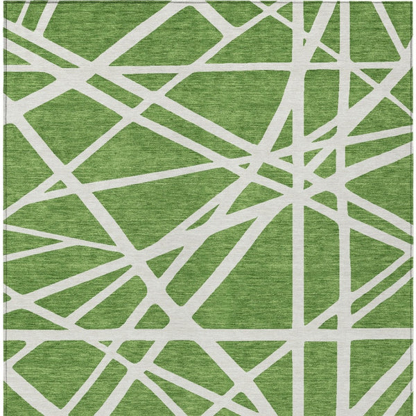 HomeRoots 5' Geometric Green and Ivory Washable Area Rug for Indoor Outdoor Use, Stylish and Durable Design 8' X 10' 600447