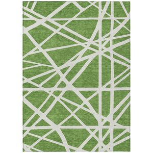 HomeRoots 5' Geometric Green and Ivory Washable Area Rug for Indoor Outdoor Use, Stylish and Durable Design 8' X 10' 600447