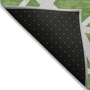 HomeRoots 5' Geometric Green and Ivory Washable Area Rug for Indoor Outdoor Use, Stylish and Durable Design 8' X 10' 600447