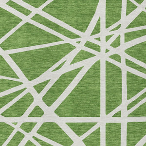 HomeRoots 5' Geometric Green and Ivory Washable Area Rug for Indoor Outdoor Use, Stylish and Durable Design 8' X 10' 600447