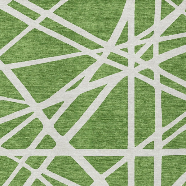 HomeRoots 5' Geometric Green and Ivory Washable Area Rug for Indoor Outdoor Use, Stylish and Durable Design 8' X 10' 600447