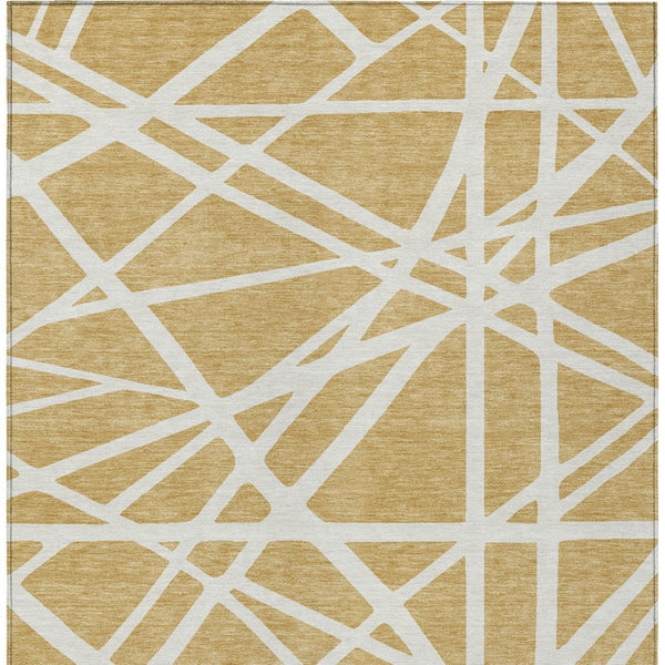 Homeroots 3' Stylish Beige And Ivory Geometric Washable Area Rug For Indoor And Outdoor Spaces - Durable Design 3' X 5' Polyester 600450