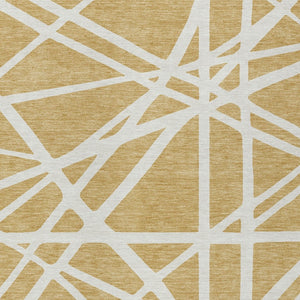 Homeroots 3' Stylish Beige And Ivory Geometric Washable Area Rug For Indoor And Outdoor Spaces - Durable Design 3' X 5' Polyester 600450