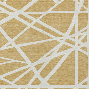 Homeroots 3' Stylish Beige And Ivory Geometric Washable Area Rug For Indoor And Outdoor Spaces - Durable Design 5' X 8' Polyester 600451