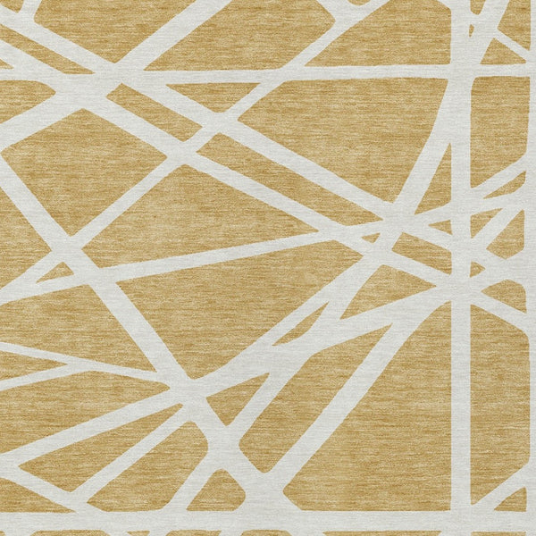 Homeroots 3' Stylish Beige And Ivory Geometric Washable Area Rug For Indoor And Outdoor Spaces - Durable Design 5' X 8' Polyester 600451