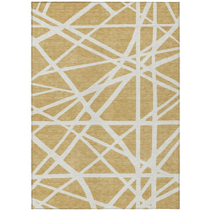 HomeRoots 5' Gold and Ivory Geometric Area Rug – Stylish, Washable, Durable for Indoor or Outdoor Spaces 8' X 10' 600453