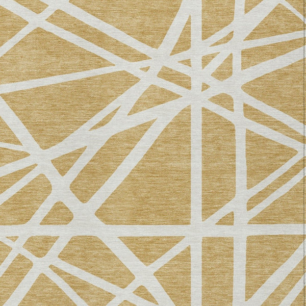 Homeroots 3' Stylish Beige And Ivory Geometric Washable Area Rug For Indoor And Outdoor Spaces - Durable Design 8' X 10' Polyester 600453