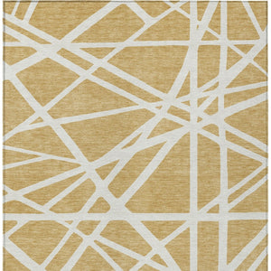 HomeRoots 9' X 12' Gold And Ivory Geometric Area Rug - Stylish, Durable, Washable for Indoor & Outdoor Spaces 600454