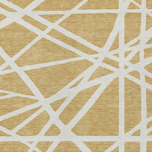 HomeRoots 9' X 12' Gold And Ivory Geometric Area Rug - Stylish, Durable, Washable for Indoor & Outdoor Spaces 600454
