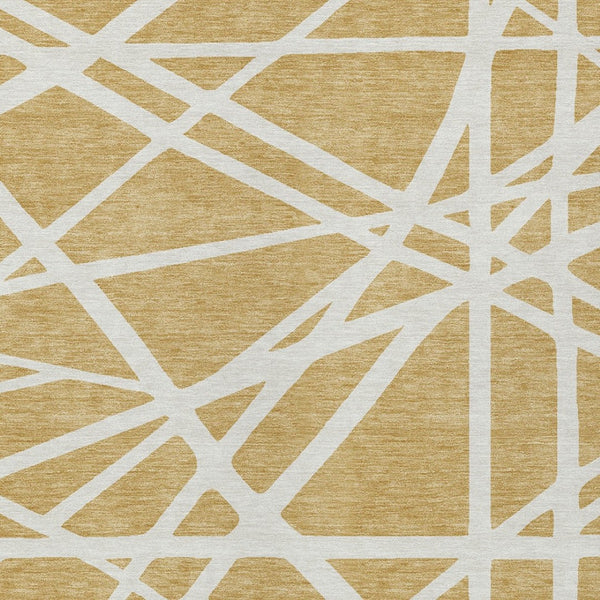 HomeRoots 9' X 12' Gold And Ivory Geometric Area Rug - Stylish, Durable, Washable for Indoor & Outdoor Spaces 600454