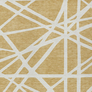Homeroots 3' Stylish Beige And Ivory Geometric Washable Area Rug For Indoor And Outdoor Spaces - Durable Design 10' X 14' Polyester 600455