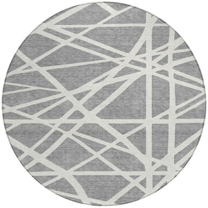 Homeroots 3' Stylish Beige And Ivory Geometric Washable Area Rug For Indoor And Outdoor Spaces - Durable Design 8' Round Polyester 600458