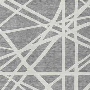 HomeRoots 9' X 12' Gray and Ivory Geometric Area Rug - Washable, Durable, Stylish for Indoor and Outdoor Spaces 600460