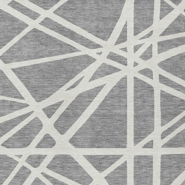 HomeRoots 9' X 12' Gray and Ivory Geometric Area Rug - Washable, Durable, Stylish for Indoor and Outdoor Spaces 600460