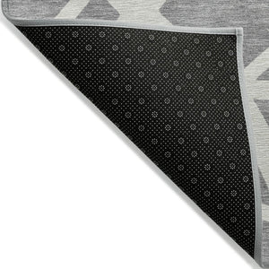 HomeRoots 5' Stylish Gray and Ivory Geometric Washable Area Rug for Indoor and Outdoor Spaces, Easy Care 10' X 14' 600461