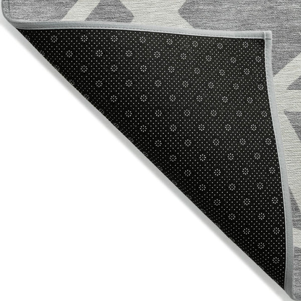 HomeRoots 5' Stylish Gray and Ivory Geometric Washable Area Rug for Indoor and Outdoor Spaces, Easy Care 10' X 14' 600461