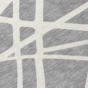 HomeRoots 5' Stylish Gray and Ivory Geometric Washable Area Rug for Indoor and Outdoor Spaces, Easy Care 10' X 14' 600461
