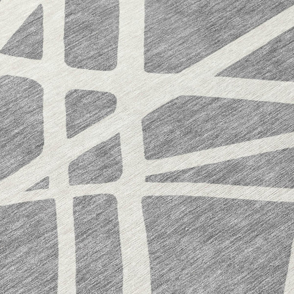 HomeRoots 5' Stylish Gray and Ivory Geometric Washable Area Rug for Indoor and Outdoor Spaces, Easy Care 10' X 14' 600461