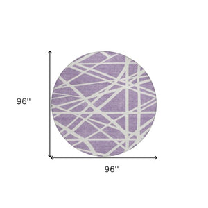 Homeroots 3' Stylish Beige And Ivory Geometric Washable Area Rug For Indoor And Outdoor Spaces - Durable Design 8' Round Polyester 600470