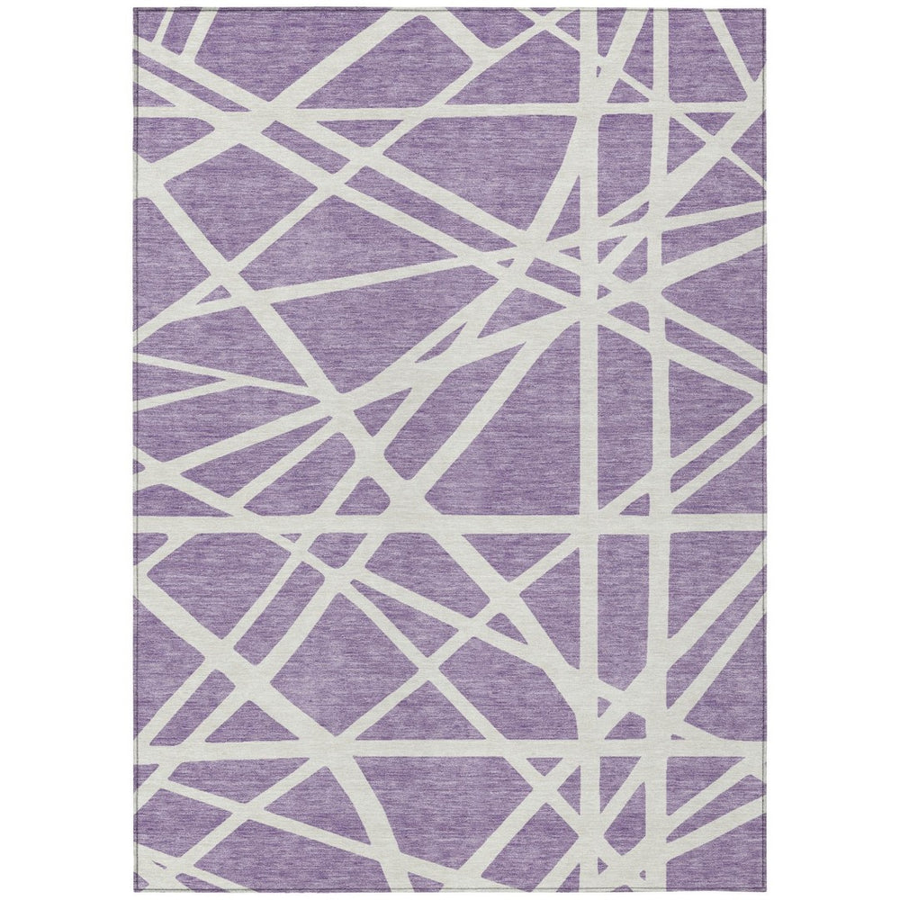 HomeRoots 9' X 12' Modern Lavender and Ivory Geometric Area Rug – Stylish, Washable, Indoor/Outdoor Versatility! 600472