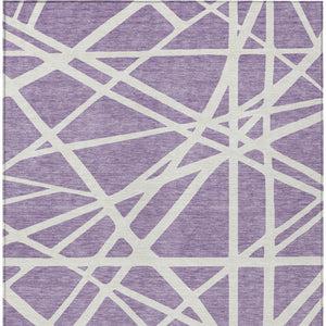 HomeRoots 5' Effortless Style Lavender and Ivory Geometric Area Rug for Indoor and Outdoor High-Traffic Areas 10' X 14' 600473