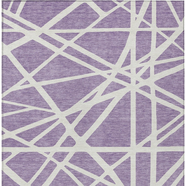 HomeRoots 5' Effortless Style Lavender and Ivory Geometric Area Rug for Indoor and Outdoor High-Traffic Areas 10' X 14' 600473