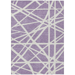 HomeRoots 5' Effortless Style Lavender and Ivory Geometric Area Rug for Indoor and Outdoor High-Traffic Areas 10' X 14' 600473