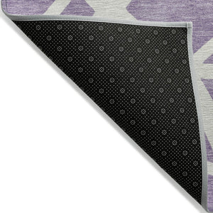 HomeRoots 5' Effortless Style Lavender and Ivory Geometric Area Rug for Indoor and Outdoor High-Traffic Areas 10' X 14' 600473