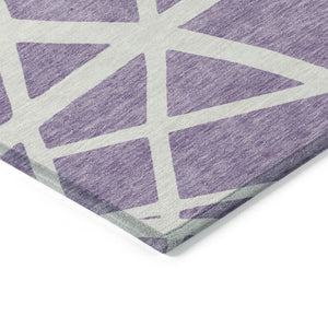 HomeRoots 5' Effortless Style Lavender and Ivory Geometric Area Rug for Indoor and Outdoor High-Traffic Areas 10' X 14' 600473