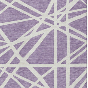 HomeRoots 5' Effortless Style Lavender and Ivory Geometric Area Rug for Indoor and Outdoor High-Traffic Areas 10' X 14' 600473