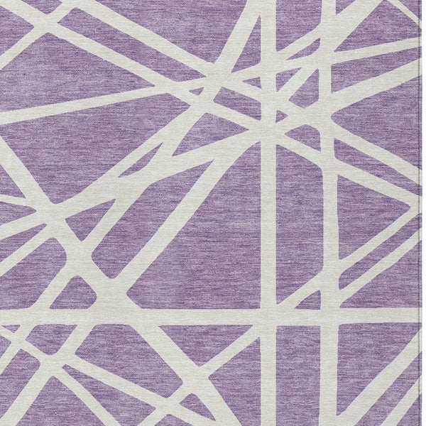 HomeRoots 5' Effortless Style Lavender and Ivory Geometric Area Rug for Indoor and Outdoor High-Traffic Areas 10' X 14' 600473