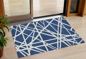 Homeroots 3' Stylish Beige And Ivory Geometric Washable Area Rug For Indoor And Outdoor Spaces - Durable Design 3' X 5' Polyester 600474