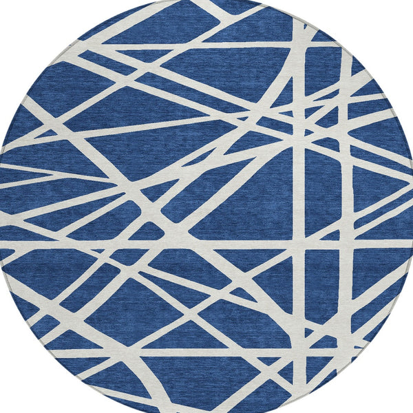 Homeroots 3' Stylish Beige And Ivory Geometric Washable Area Rug For Indoor And Outdoor Spaces - Durable Design 8' Round Polyester 600476