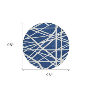 Homeroots 3' Stylish Beige And Ivory Geometric Washable Area Rug For Indoor And Outdoor Spaces - Durable Design 8' Round Polyester 600476