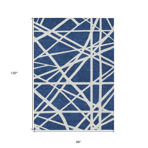 Homeroots 3' Stylish Beige And Ivory Geometric Washable Area Rug For Indoor And Outdoor Spaces - Durable Design 8' X 10' Polyester 600477