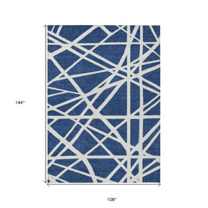 Homeroots 3' Stylish Beige And Ivory Geometric Washable Area Rug For Indoor And Outdoor Spaces - Durable Design 9' X 12' Polyester 600478